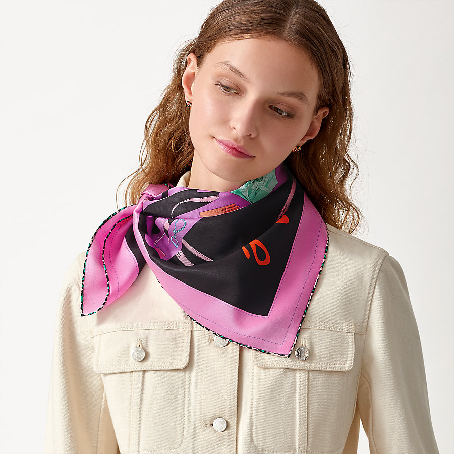 HERMES Monsieur et Madame スカーフ エルメス カレ90 Monsieur et Madame スカーフ シルク ブラウン